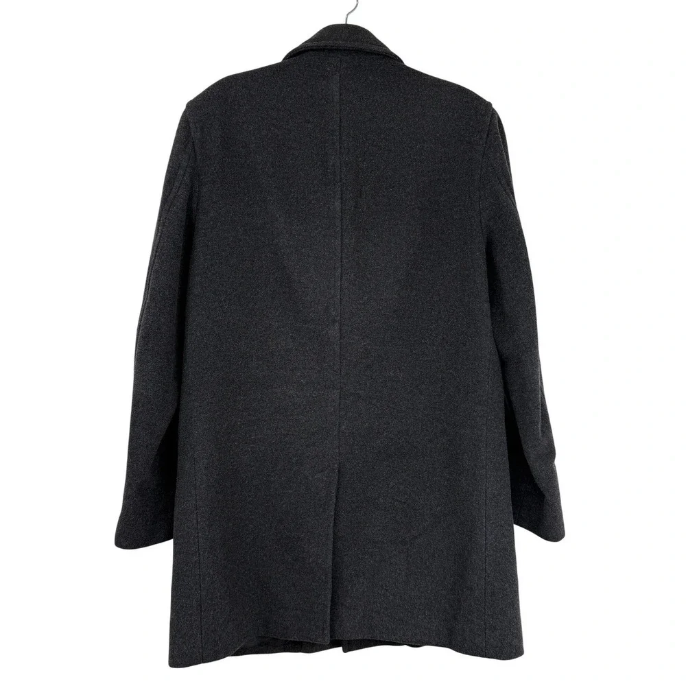 VINTAGE Banana Republic Italian Wool Cashmere Coat Men L Charcoal Car MINIMALIST